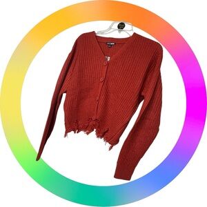 Fashion Nova Rust Frayed Hem Crop Cardigan
‎ Sz Large- Perfect accent ~ casual